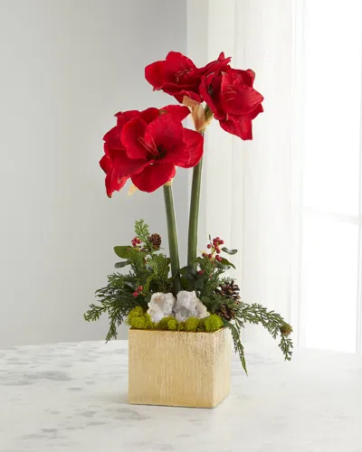 T & C Floral Company Double Red Amaryllis Faux-floral Arrangement