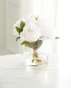 T & C Floral Company Fresh Cut Peonies Faux Floral Arrangement In Glass Jar - 9" In Cream