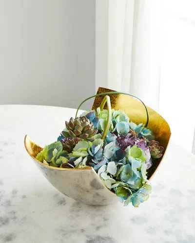 T & C Floral Company Hydrangea In Silver/gold Scoop Container In Blue