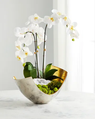 T & C Floral Company Orchids & Geode In Silver/gold Scoop Container In Multi