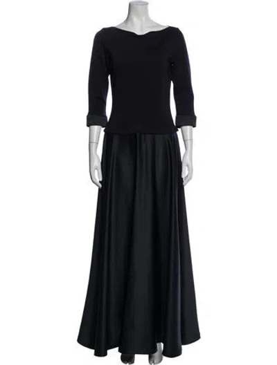 Pre-owned T By Tadashi Bateau Neckline Long Dress In Blue