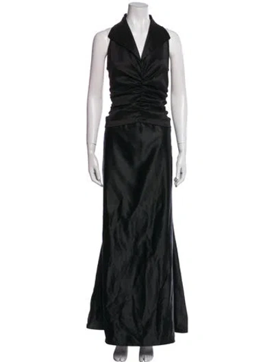 Pre-owned T By Tadashi Halterneck Long Dress In Black