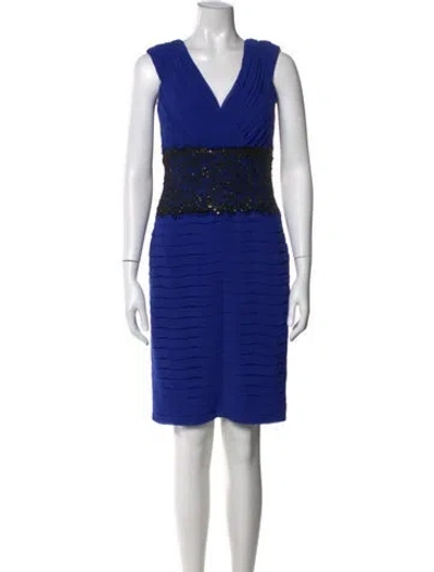 Pre-owned T By Tadashi Lace Pattern Knee-length Dress In Blue