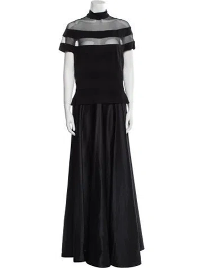 Pre-owned T By Tadashi Mock Neck Long Dress In Black