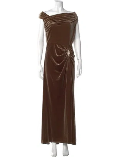 Pre-owned T By Tadashi One-shoulder Long Dress In Brown