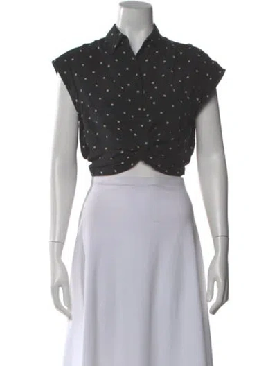 Pre-owned T By Tadashi Silk Graphic Print Crop Top In Gray