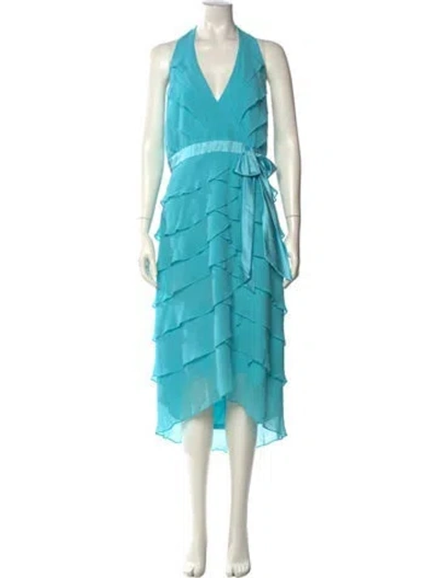 Pre-owned T By Tadashi Silk Long Dress In Blue