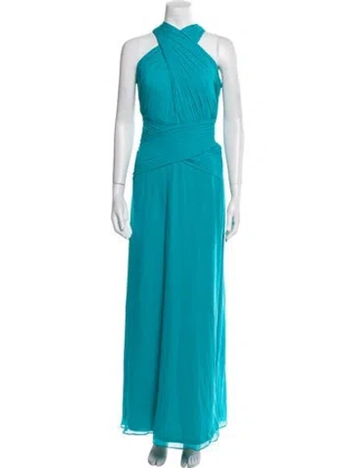 Pre-owned T By Tadashi Silk Long Dress In Green