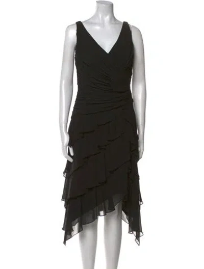 Pre-owned T By Tadashi Silk Midi Length Dress In Black