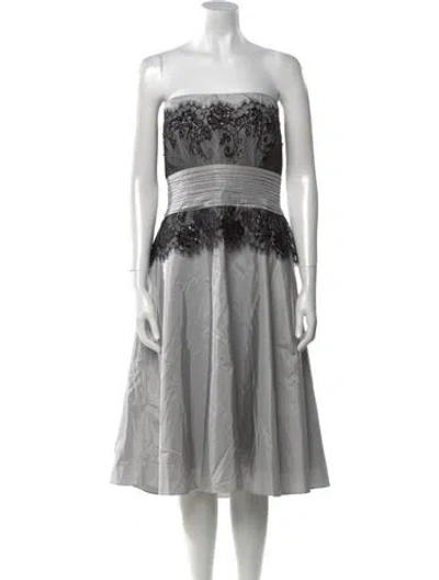 Pre-owned T By Tadashi Silk Midi Length Dress In Gray