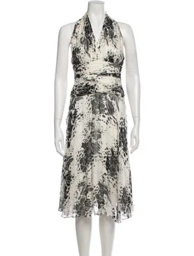 Pre-owned T By Tadashi Silk Midi Length Dress In Neutral