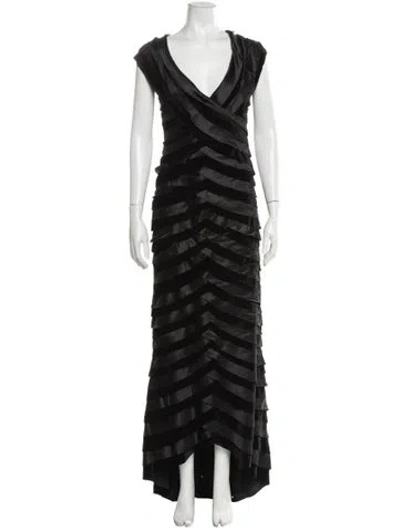 Pre-owned T By Tadashi V-neck Long Dress W/ Tags In Black
