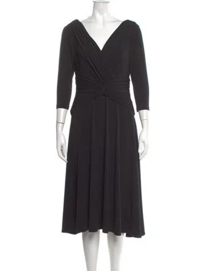 Pre-owned T By Tadashi V-neck Midi Length Dress In Black