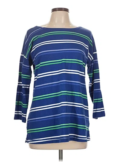 Pre-owned T By Talbots 3/4 Sleeve Top Blue Boatneck Tops