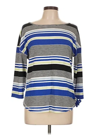Pre-owned T By Talbots 3/4 Sleeve Top Blue Boatneck Tops