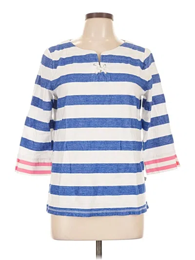 Pre-owned T By Talbots 3/4 Sleeve Top Blue Boatneck Tops