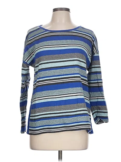 Pre-owned T By Talbots 3/4 Sleeve Top Blue Boatneck Tops