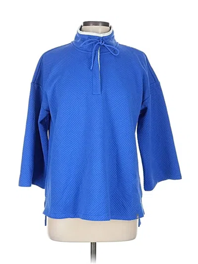 Pre-owned T By Talbots 3/4 Sleeve Top Blue Mock Neckline Tops