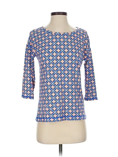 Pre-owned T By Talbots 3/4 Sleeve Top Blue Square Neckline Tops