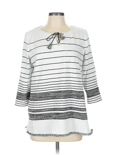 Pre-owned T By Talbots 3/4 Sleeve Top Gray Boatneck Tops