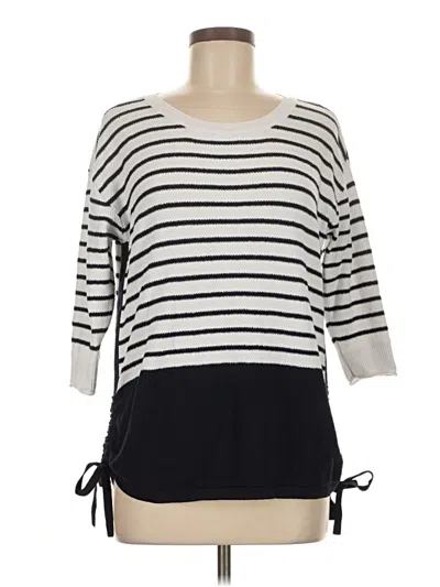 Pre-owned T By Talbots 3/4 Sleeve Top Gray Boatneck Tops