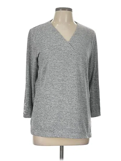 Pre-owned T By Talbots 3/4 Sleeve Top Gray V-neck Tops