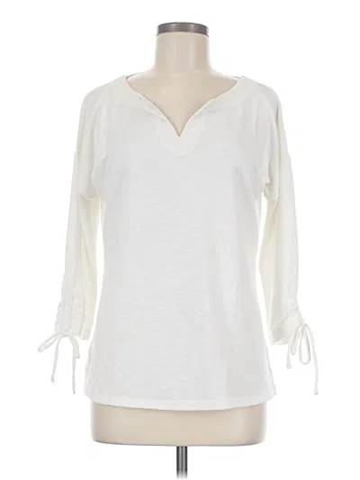 Pre-owned T By Talbots 3/4 Sleeve Top Ivory V-neck Tops