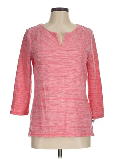 Pre-owned T By Talbots 3/4 Sleeve Top Pink V-neck Tops