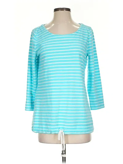 Pre-owned T By Talbots 3/4 Sleeve Top Teal Boatneck Tops In Blue