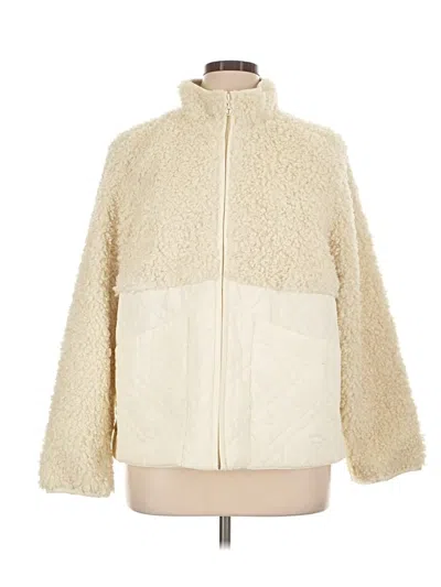 Pre-owned T By Talbots Faux Fur Jacket In Ivory