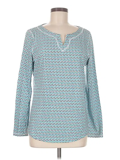 Pre-owned T By Talbots Long Sleeve Blouse In Blue
