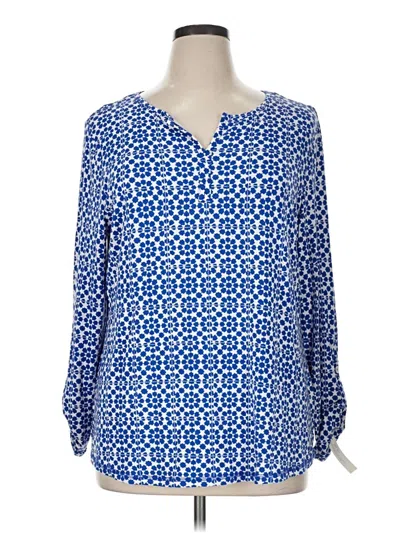 Pre-owned T By Talbots Long Sleeve Blouse In Blue