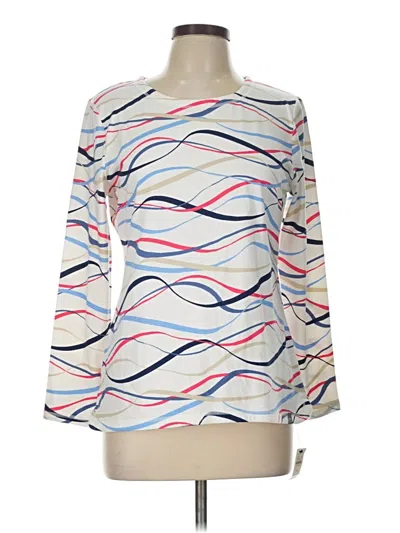Pre-owned T By Talbots Long Sleeve Blouse In White
