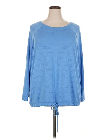 Pre-owned T By Talbots Long Sleeve Top Blue Boatneck Tops