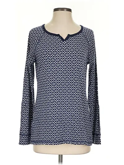 Pre-owned T By Talbots Long Sleeve Top Blue Crew Neck Tops