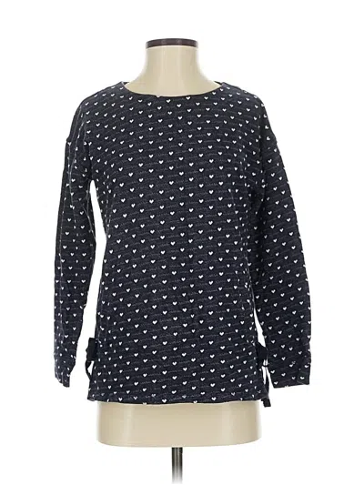 Pre-owned T By Talbots Long Sleeve Top Blue Polka Dots Pattern Boatneck Tops