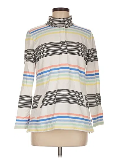 Pre-owned T By Talbots Long Sleeve Top Gray Stripes Pattern Turtleneck Tops