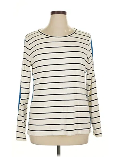 Pre-owned T By Talbots Long Sleeve Top Ivory Boatneck Tops In White