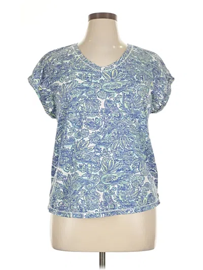 Pre-owned T By Talbots Short Sleeve Blouse In Blue