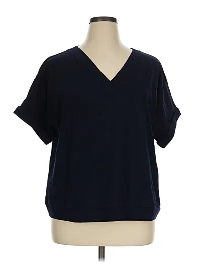 Pre-owned T By Talbots Short Sleeve Blouse In Blue