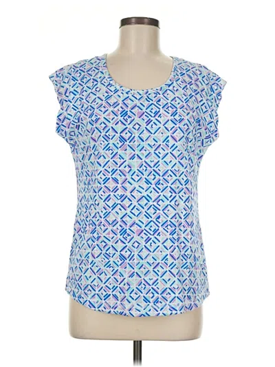 Pre-owned T By Talbots Short Sleeve Blouse In Blue