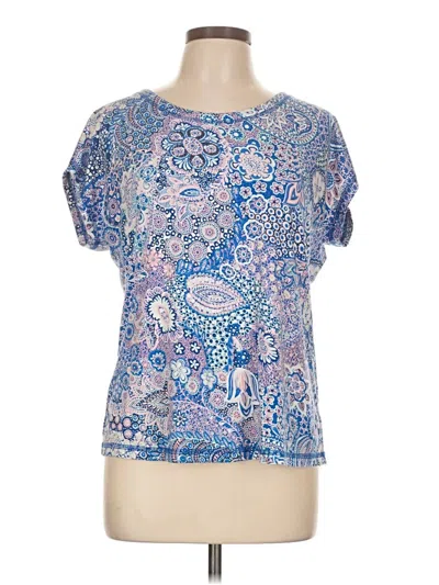 Pre-owned T By Talbots Short Sleeve Blouse In Blue
