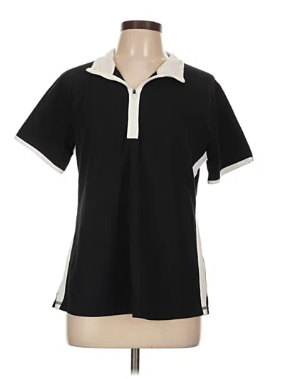 Pre-owned T By Talbots Short Sleeve Top Black Collared Neckline Tops