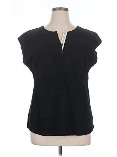 Pre-owned T By Talbots Short Sleeve Top Black Keyhole Neckline Tops