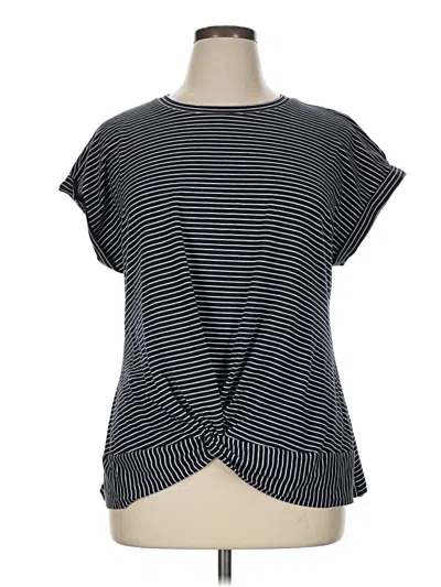 Pre-owned T By Talbots Short Sleeve Top Black Stripes Pattern Boatneck Tops