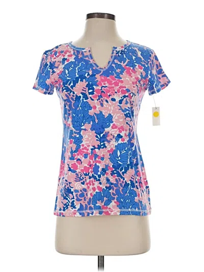 Pre-owned T By Talbots Short Sleeve Top Blue V-neck Tops