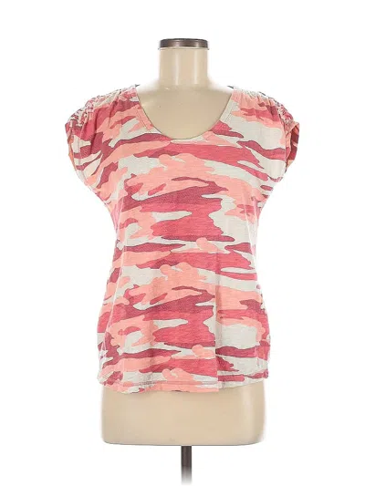 Pre-owned T By Talbots Short Sleeve Top Pink Scoop Neck Tops