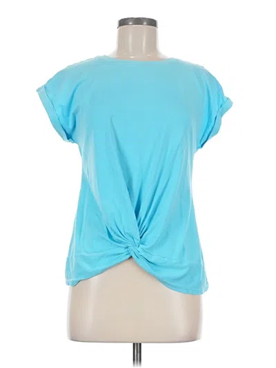 Pre-owned T By Talbots Short Sleeve Top Teal Keyhole Neckline Tops