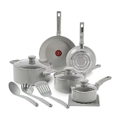 T-fal 12-pc. Ceramic Non-stick Cookware Set In Gray