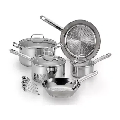 T-fal 12-pc. Stainless Steel Non-stick Cookware Set In Silver